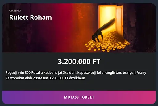Rulett Roham 3.200.000 Ft nyereményalappal